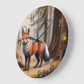 赤素朴水カラーキツネ ラージ壁時計 (傾斜)