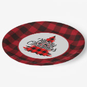 赤素朴水牛の格子状クリスマス ペーパープレート (アングル)