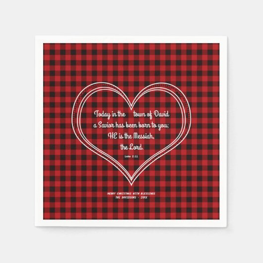 赤素朴水牛パターン聖書聖句 スタンダードカクテルナプキン (正面)