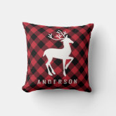 赤素朴水牛プレイドトインデアモノグラム クッション (正面)