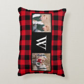 赤素朴水牛プレイド写真コラージモノグラム アクセントクッション (裏面(縦))
