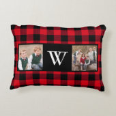 赤素朴水牛プレイド写真コラージモノグラム アクセントクッション (裏面)