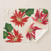 赤素朴水色ポインセチアフローラ緑 シェルパブランケット (正面(横))