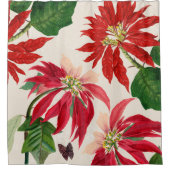 赤素朴水色ポインセチアフローラ緑 シャワーカーテン (正面)