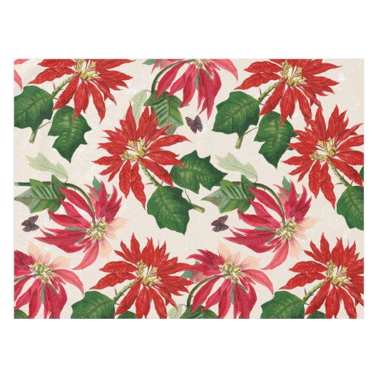 赤素朴水色ポインセチアフローラ緑 テーブルクロス (正面(横))