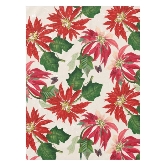 赤素朴水色ポインセチアフローラ緑 テーブルクロス (正面)