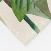 赤素朴水色ポインセチアフローラ緑 フリースブランケット (角)