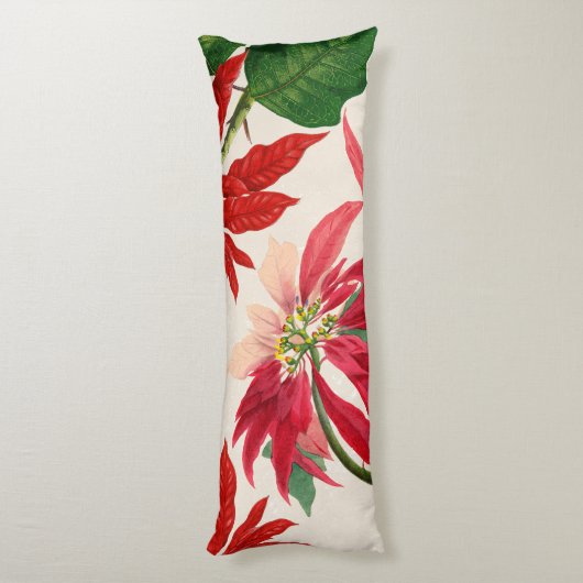 赤素朴水色ポインセチアフローラ緑 ボディピロー (裏面 (縦))