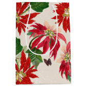 赤素朴水色ポインセチアフローラ緑 ミディアムペーパーバッグ (正面)