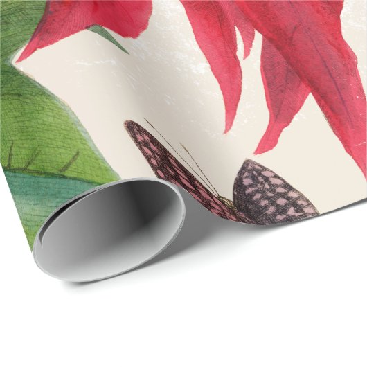 赤素朴水色ポインセチアフローラ緑 ラッピングペーパー (ロールコーナー)