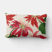 赤素朴水色ポインセチアフローラ緑 ランバークッション (裏面)