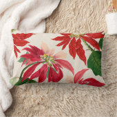 赤素朴水色ポインセチアフローラ緑 ランバークッション (ブランケット)