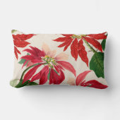 赤素朴水色ポインセチアフローラ緑 ランバークッション (正面)