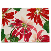 赤素朴水色ポインセチアフローラ緑 ラージペーパーバッグ (正面)
