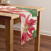 赤素朴水色ポインセチアフローラ緑 ロングテーブルランナー (インサイチュ)
