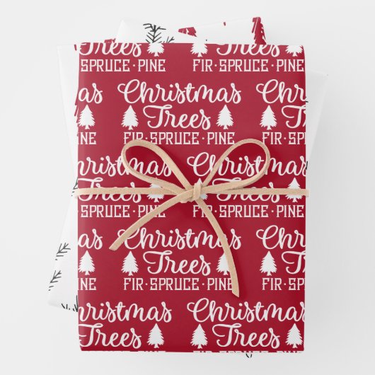 赤素朴白と黒のクリスマスツリー ラッピングペーパーシート (インサイチュ)