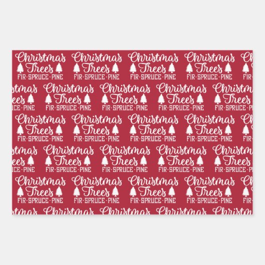 赤素朴白と黒のクリスマスツリー ラッピングペーパーシート (正面)