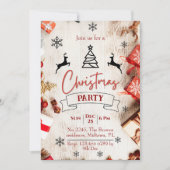 赤素朴白フェスティバルエレガントクリスマス 招待状 (正面)