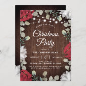 赤素朴白フローラライトクリスマスパーティー 招待状 (正面/裏面)