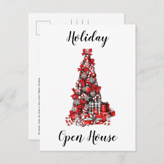 赤素朴白ブラックバッファローチェッククリスマス ポストカード (正面/裏面)