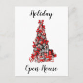 赤素朴白ブラックバッファローチェッククリスマス ポストカード (正面)