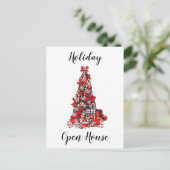 赤素朴白ブラックバッファローチェッククリスマス ポストカード (スタンド正面)