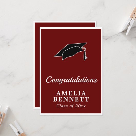 赤素朴祝い院長卒業 カード (正面/裏面インサイチュ)