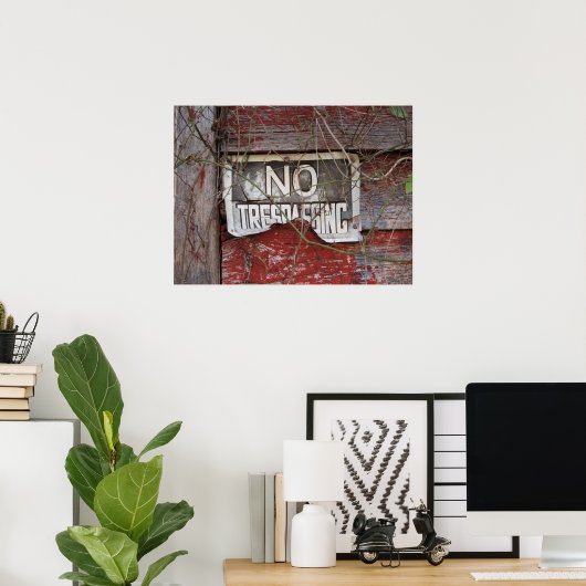 赤素朴納屋の立ち入り禁止 ポスター (ホームオフィス)