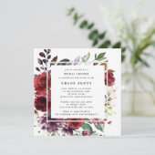 赤素朴紫バラフローラブライダルシャワー 招待状 (スタンド正面)