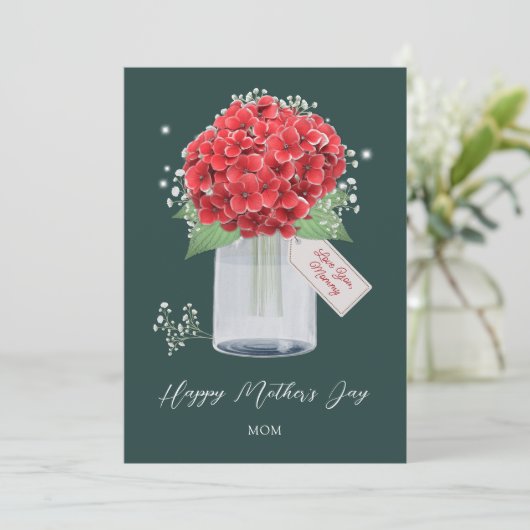 赤素朴紫陽花ハッピーマザーズデイ カード (スタンド正面)
