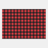 赤素朴緑と黒のバッファローのプレイドクリスマス ラッピングペーパーシート (正面)