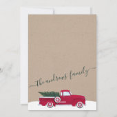 赤素朴緑のトラック葉のクリスマスパーティー シーズンカード (裏面)