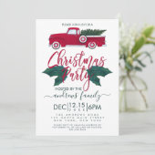 赤素朴緑のトラック葉のクリスマスパーティー 招待状 (スタンド正面)