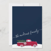 赤素朴緑のトラック葉のクリスマスパーティー 招待状 (裏面)