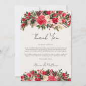 赤素朴緑のフローラ冬の結婚式 サンキューカード (正面)