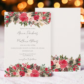 赤素朴緑のフローラ冬の結婚式 招待状