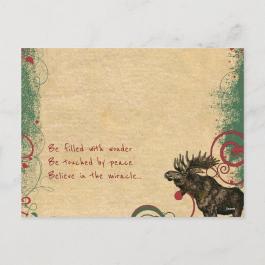 赤素朴緑の家族のクリスマス写真 シーズンポストカード (裏面)