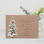 赤素朴緑の木伝統的のクリスマスパーティー 招待状 (スタンド正面)