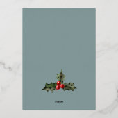 赤素朴緑の白い平和のクリスマスリーフ 箔シーズンカード (裏面)