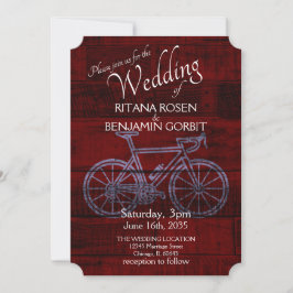 赤素朴自転車結婚式招待状