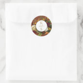 赤素朴色 |オレンジフローラブーケ結婚のモノグラム ラウンドシール (バッグ)