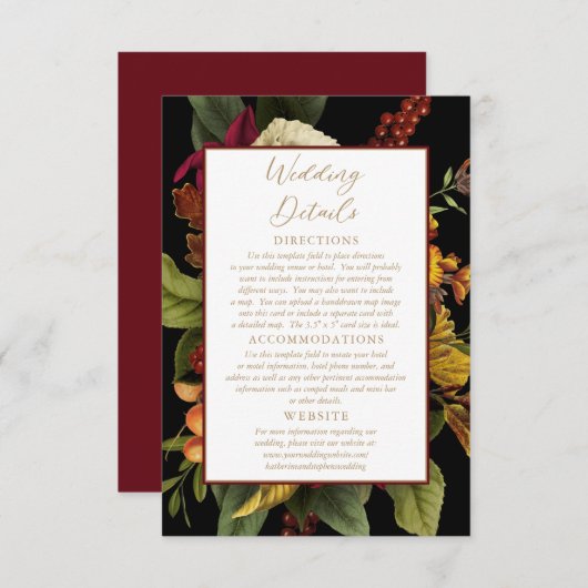 赤素朴色 |オレンジフローラブーケ結婚の詳細 エンクロージャーカード (正面/裏面)