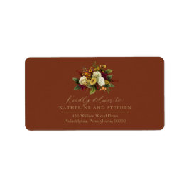 赤素朴色 |オレンジフローラブーケRSVPアドレスラ ラベル