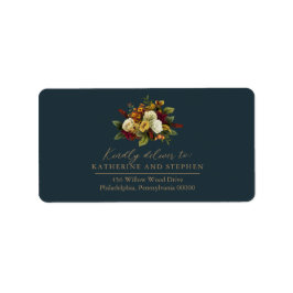 赤素朴色 |オレンジフローラブーケRSVPアドレス ラベル