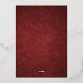 赤素朴色 |オレンジ |金ゴールドフローラ結婚ブーケ 箔招待状 (裏面)