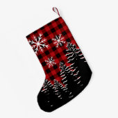 赤素朴色、黒い水牛の格子柄 スモールクリスマスストッキング (裏面 (吊り時))