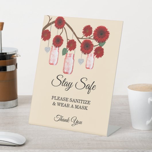 赤素朴花メイスン結婚の安全 台座サイン (インサイチュ)