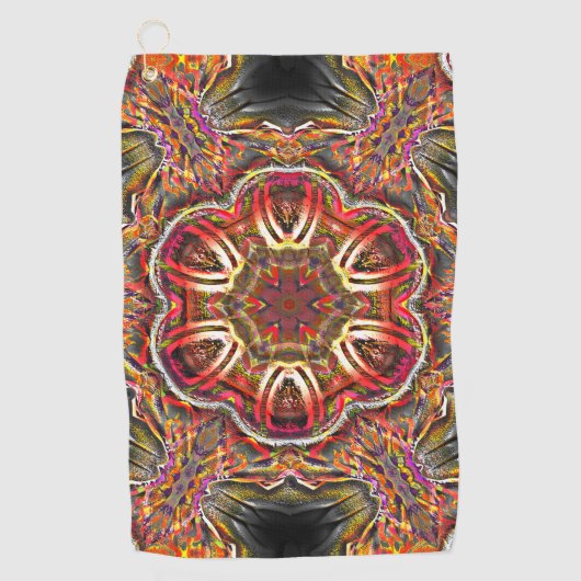 赤素朴茶色の万華鏡のように千変万化するパターン ゴルフタオル (正面)