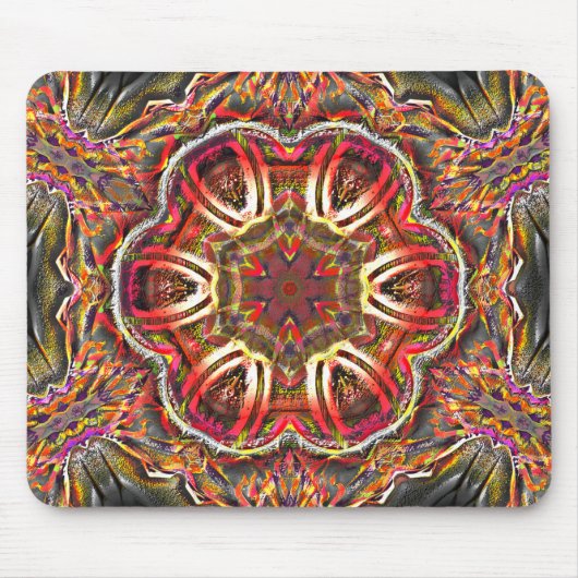 赤素朴茶色の万華鏡のように千変万化するパターン マウスパッド (正面)