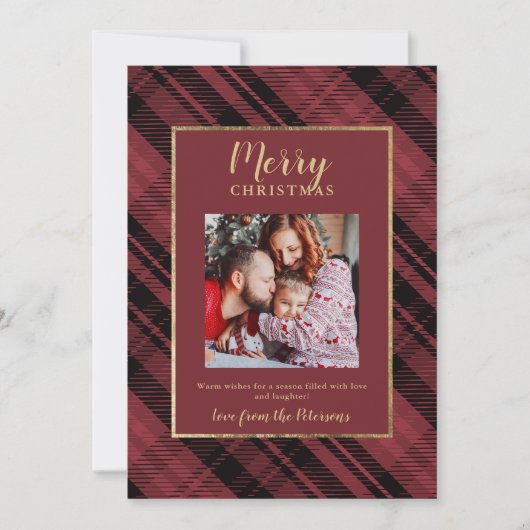 赤素朴金ゴールドメリークリスマス2枚の写真 シーズンカード (正面)